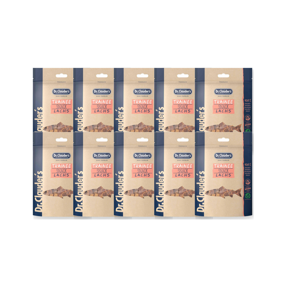 10 Pack - Dr. Clauder's Trainee Medium træningsgodbidder med laks 80g