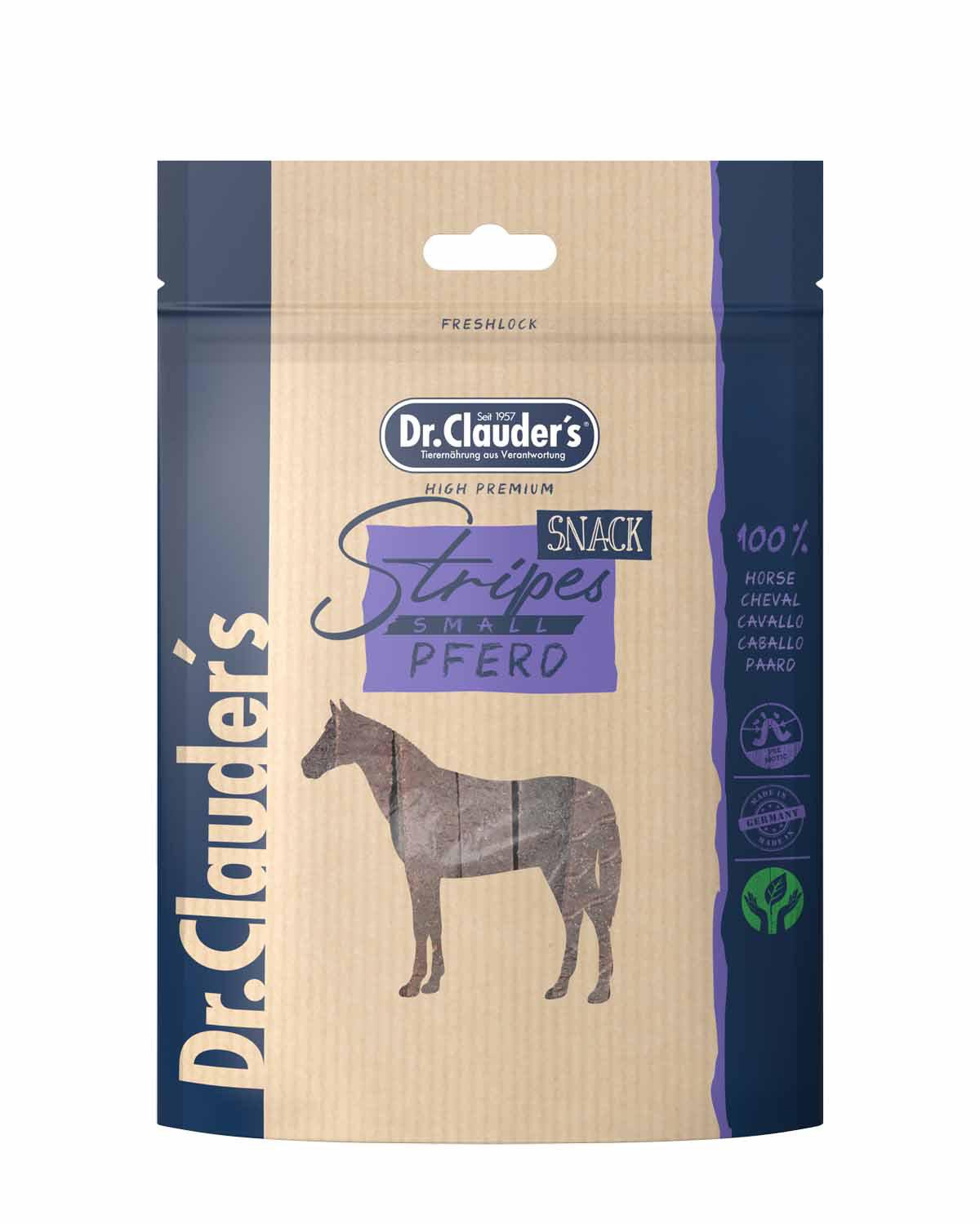 10 Pack - Dr. Clauder's Stripes kødstrimler med hest 80g