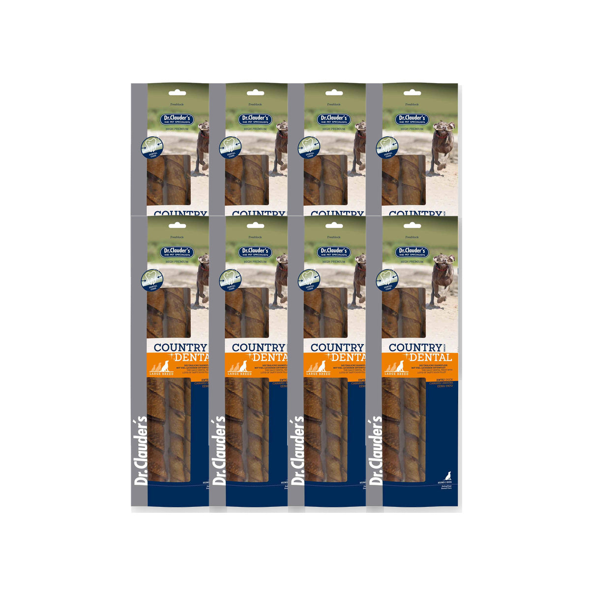 8 Pack - Dr. Clauder's Country Dental tyggeben med and til tandrens Large 315g